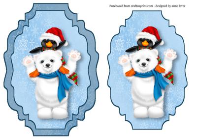 Bear & Penguin Christmas Topper & Plaque