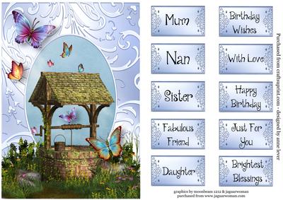 Wishing Well, Butterflies & Shimmering Frame