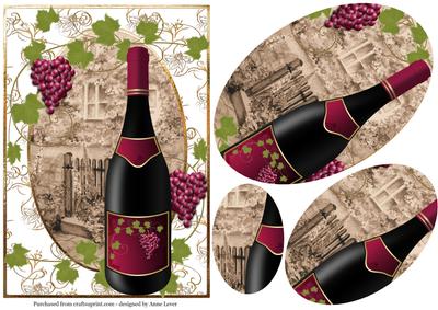 Red Wine, Vines & Sepia Cottage - Pyramid Topper