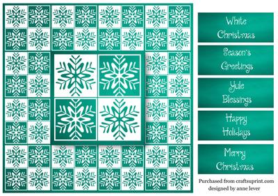 Snowflakes Tiled Square White Silhouette - Teal