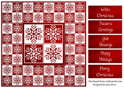 Snowflakes Tiled Square White Silhouette - Red