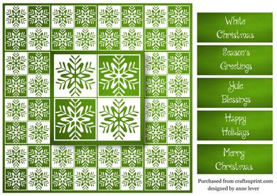 Snowflakes Tiled Square White Silhouette - Green