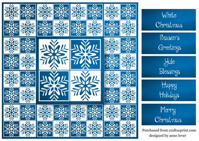 Snowflakes Tiled Square White Silhouette - Blue