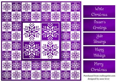Snowflakes Tiled Square White Silhouette - Purple