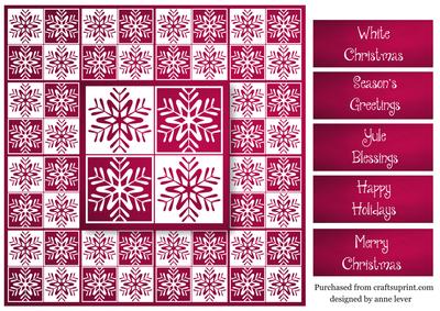 Snowflakes Tiled Square White Silhouette - Deep Pink