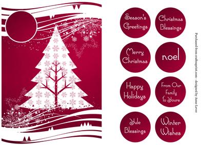 Christmas Tree White Silhouette - Cranberry