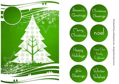Christmas Tree White Silhouette - Green