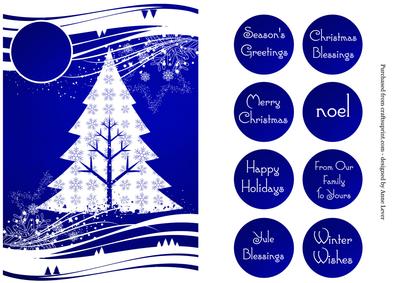 Christmas Tree White Silhouette - Blue