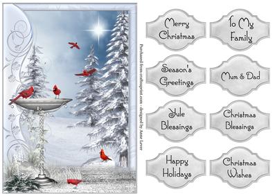 Red Cardinals & Snowy Trees