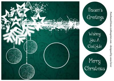 Baubles & Stars White Silhouette - Teal