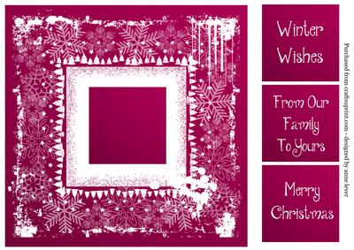 Snowflakes Square White Silhouette - Magenta
