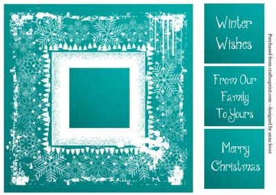 Snowflakes Square White Silhouette - Blue