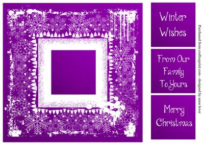 Snowflakes Square White Silhouette - Purple