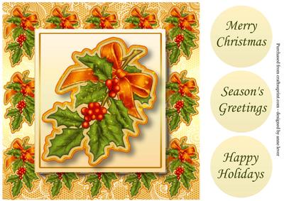 Vintage Christmas Holly & Bow