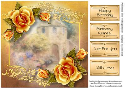 Golden Autumnal Roses at the Dovecote Large Square
