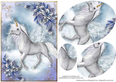 The Snow Unicorn & Winter Flowers Pyramid Topper
