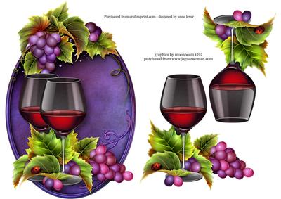 Red Wine & Grapes Shaped Topper
