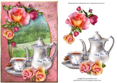 Blue & White Tea Time with Roses