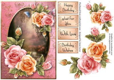 Rosy Glow Roses Woodland Scene