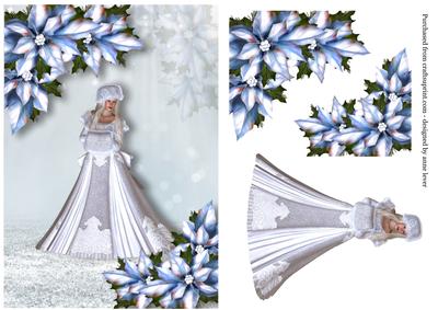 Beautiful Winter Lady & Ice Blue Poinsettias