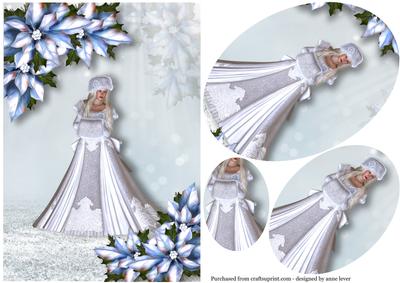 Beautiful Winter Lady & Ice Blue Poinsettias Pyramid