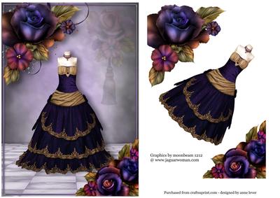 Rich Purple & Gold Princess Dress & Roses