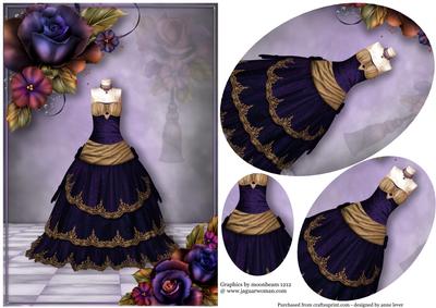 Rich Purple & Gold Princess Dress & Roses Pyramid