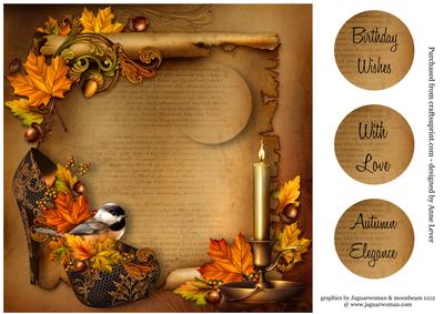 Autumn Candle, Scroll & Shoe - Quick Topper