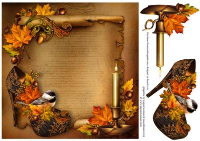 Autumn Candle, Scroll & Shoe + Decoupage