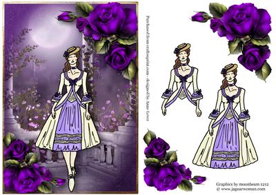 Antoinette with Purple Roses