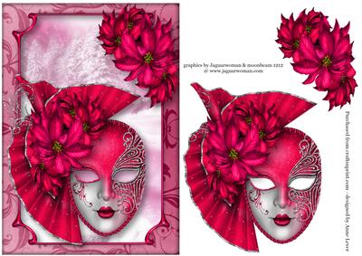 Pink Poinsettia Christmas Masque