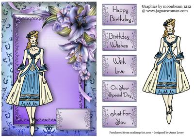 Antoinette in Blue with Purple Lilies