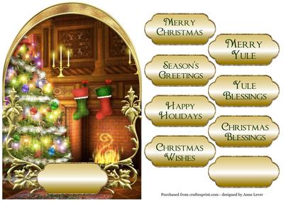 Christmas Hearth Arched Topper