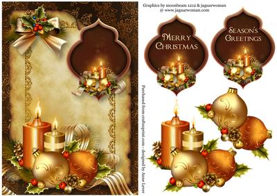 Vintage Christmas Candles & Scroll