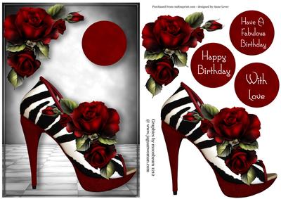 Fabulous Zebra Print Shoe & Red Roses