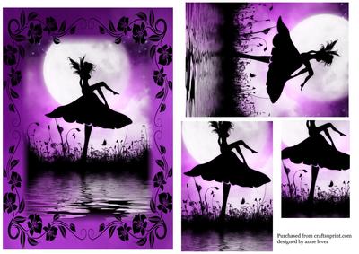 Fairy Silhouette Pyramid Topper in Purple