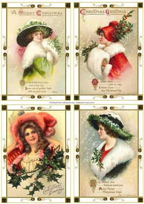 Vintage Christmas Elegant Ladies Toppers