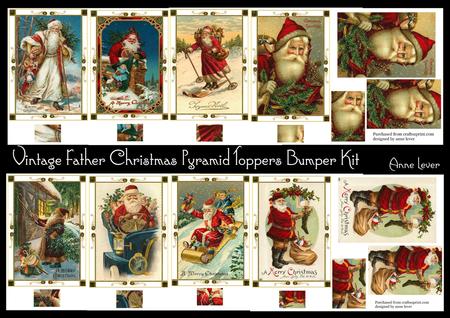 Vintage Father Christmas Pyramid Toppers Bumper Kit