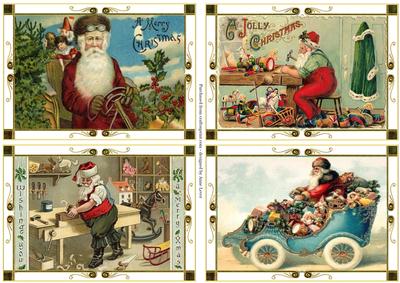 Landscape Vintage Santa Toppers Set 2
