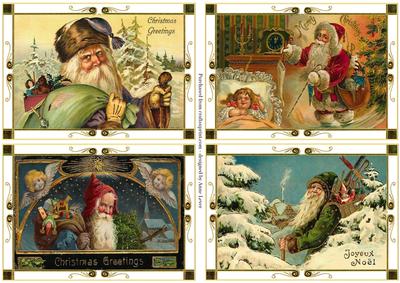 Landscape Vintage Santa Toppers Set 3