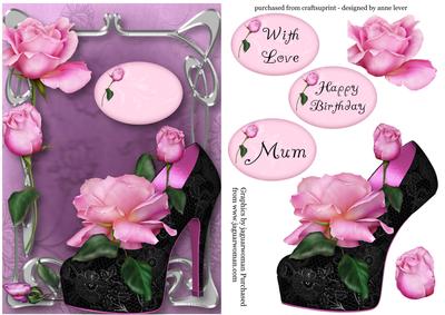 Beautiful Black Lace Shoe & Pink Roses