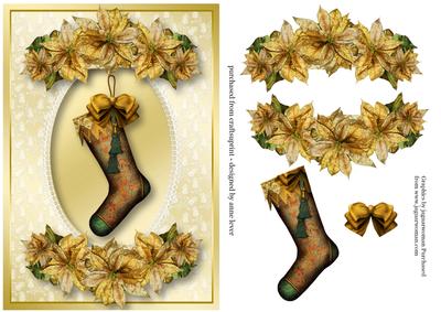 Golden Poinsettias Vintage Christmas Stocking