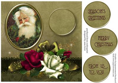 Christmas Roses with Santa Portrait