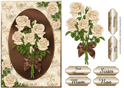 Cream Rose Bouquet & Chocolate Silk