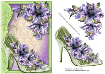 Fabulous Sequin Shoe with Purple Lilies