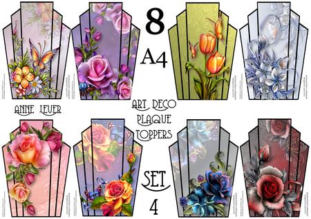 8 A4 Art Deco Floral Plaques Bumper Kit Set 4
