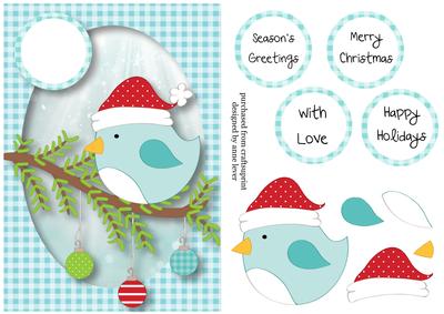Christmas Bird on a Baubles Branch
