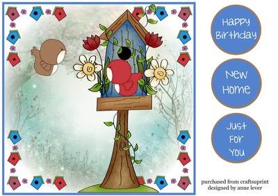 Cute Birds & Birdhouse Quick Topper