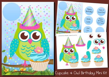Cupcake & Owl Birthday Mini Kit