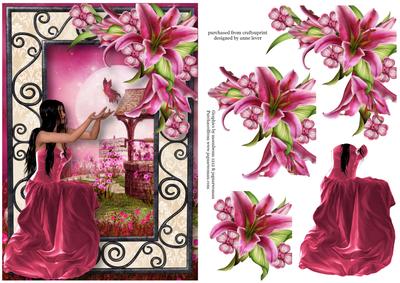 Beauty in Pink Dress with Stargazer Lilies